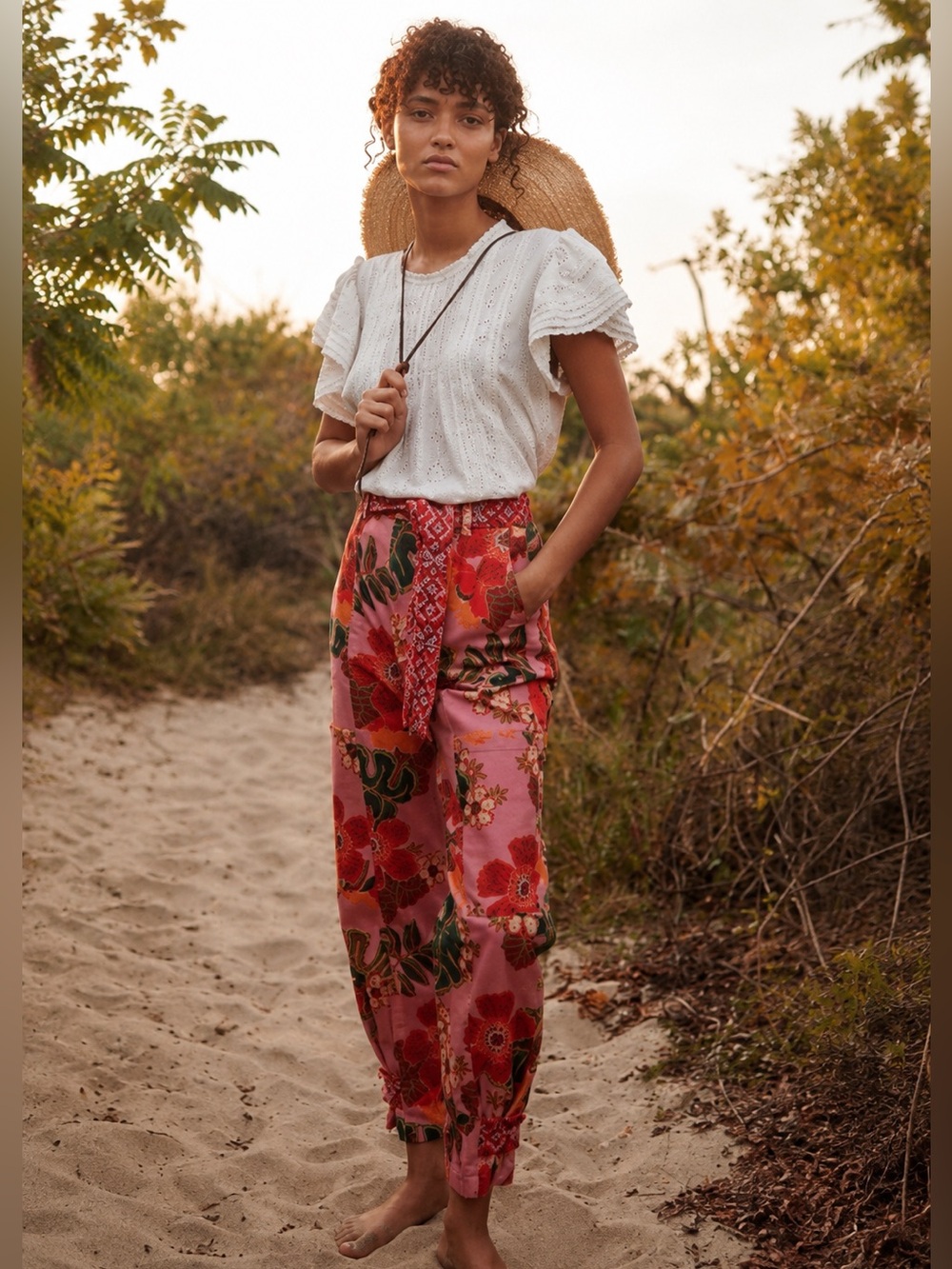 FARM Rio x Anthropologie Esperanza Floral High Waist Trouser Pants